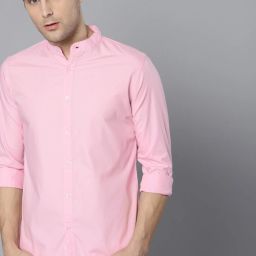 Men Slim Fit Solid Mandarin Collar Casual Shirt-image-97