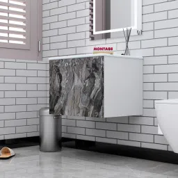 Wall Hanging Wash Basin with Cabinet | Waterproof Bathroom Vanity 2 Door Storage DMS00049 Under Counter Basin-image-48