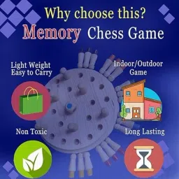 vediva Wooden memory Matchstick Chess Game For Kids Intelligence And Free Spinner 19 cm Chess Board image 4