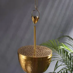 Ritualistic Beige Dhoop Dani Shape Brass Aroma Oil Diffuser-34