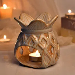 TAYHAA White & Beige Pineapple Shaped Ceramic Aroma Oil Diffuser-picture-43