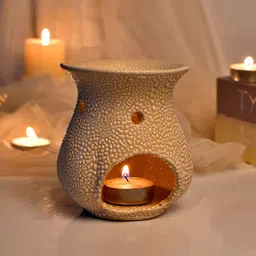 TAYHAA White & Beige Ceramic Bliss Aroma Oil Diffuser-image-40