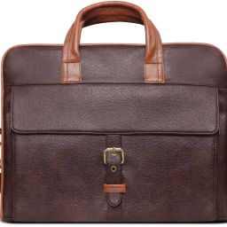 Brown Color Faux Leather 10L Office Laptop Bag For Men AE-BG55 Waterproof Messenger Bag-image-21