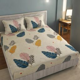 230 TC Cotton Double Floral Fitted (Elastic) Bedsheet-image-91