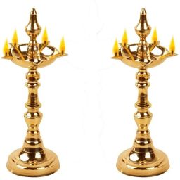 M&V CRAFT PURE Brass Kerala DEEP Oil LAMP for Pooja,Set of 2 |10 INCH| Best for Your MANDIR Brass (Pack of 2) Table Diya Set-image-52