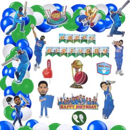 Cricket Sports Birthday Decoration 77 Pcs Indian Cricket Team Theme-10