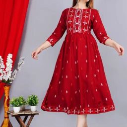 Floral Print Rayon Blend Stitched Anarkali Gown-image-66