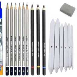 6 Artline Pencil Set and Sketch Drawing Accessories Set With 3 Charcoal Pencil-image-19