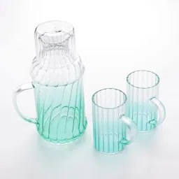 Jug with Lid (1200ml) & 2 Cups (280ml) | Jug Glass Set-image-62