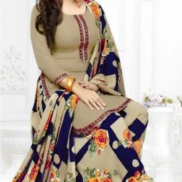 Unstitched Crepe Salwar Suit Material Printed-image-79