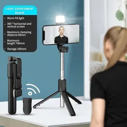 GADGETSWEAR (Combo with Wireless K8 Mic) Selfie Stick with Tripod Stand Tripod Kit image 2