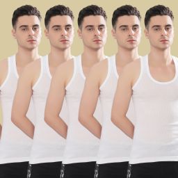 Pack of 5 Derby RN Cotton Men Vest-image-3