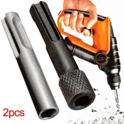 pkt Screwdriver Drill Bit Adaptor 1/4 Inches Hex Shank Converter Socket Nut Impact Driver Set for SDS Hammer Drilling (Grey) - 2 Pieces image 2