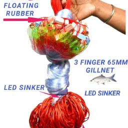 purkait fishnet 3 finger65mmgillnet lead sinkerhight4ft,up lenth50ft,down 100FT(MALAI SUTO) Fishing Net image 3