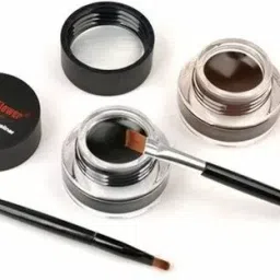 Unique black nd brown gel eyeliner with 2 mini brushes-image-8