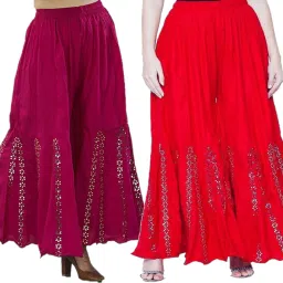 Pack of 2 Women Flared Multicolor Viscose Rayon Trousers-image-92
