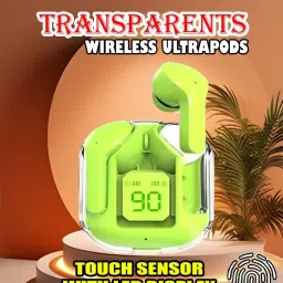 crecro Ultrapod Bluetooth Earbuds Headset Crystal Transparent Design,LED Display BU86 Smart Headphones-image-24