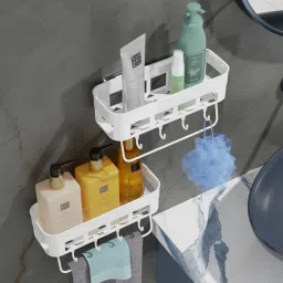 Plastic Bathroom accessories Rack wall shelves For Hooks And Towel Rack. Plastic Wall Shelf-image-39