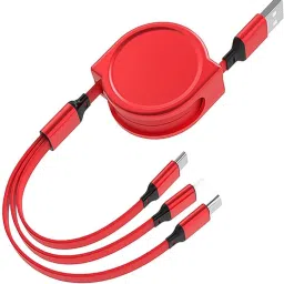 BUFONA Multi Quick Charge Mobile 3 in1 Fast Charging Cable for All Android Smartphones Charging Pad-image-2