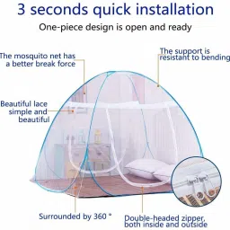 prisamx Nylon Adults Washable Polyester Adults Washable Double Bed (round) Mosquito Net Mosquito Net image 3