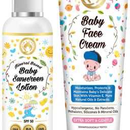 Sunscreen - SPF 50 PA+++ Baby Sunscreen Lotion + Baby Face Cream 50g Combo-image-98