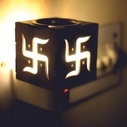 Diwali Swastik Led Kapoordani For Shukh Samridhi Best For Home Office Mandir Etc Wooden Incense Holder-image-84