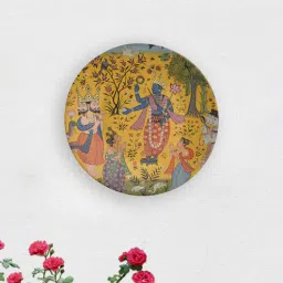 Yellow Vishnu Avatar Ceramic Decorative Wall Plate-image-98