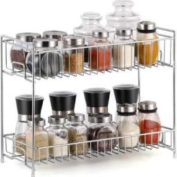 Containers Kitchen Rack Stainless Steel Spice Trolley Container Organiser/Basket for Boxes/ Bathroom Organiser/Utensils Dishes Plates for Home Steel-image-74
