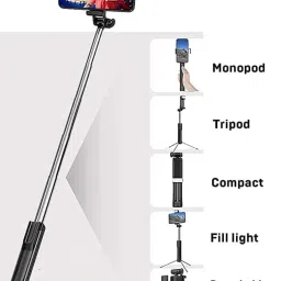 Kedaram R1s Bluetooth Selfie Tripod Stick with Wireless Remote Connect to All Smartphone Single Gimbal for Camera, Mobile image 4