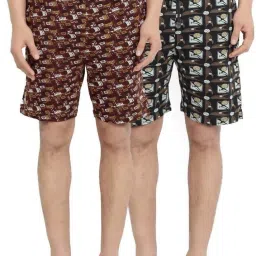 Pack of 2 Printed Men Multicolor Regular Shorts, Bermuda Shorts-3
