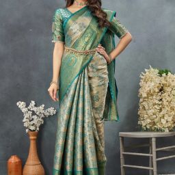 Woven Dharmavaram Jacquard Saree-image-1
