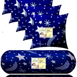 Combo Set Of 5 Cushion And 2 Microfibre Nature Bolster Pack of 7-image-81
