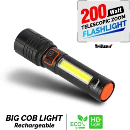 Metal Body Zoomable torch with Big COB Light Rechargeable 5 hrs Torch Emergency Light-11
