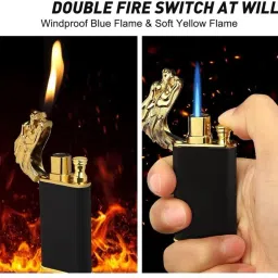 absolute global POCKET LIGHTER Unique Design Refillable Dual Flame Lighter with Windproof Jet & Soft Flame Pocket Lighter image 3