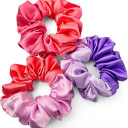 Set of 3 dual tone satin scrunchies for women & girls, DUO-J Rubber Band-image-93