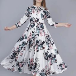 Printed Rayon Blend Stitched Flared/A-line Gown-image-48