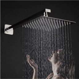 Stainless Steel 8X8 Inch Ultra Slim Shower With (15" Inch) Square Shower Arm Fixed Mount-picture-13