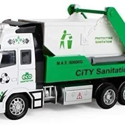 City Sanitation Truck Die cast Metal Friction Powered Garbage Truck with 360°-image-21