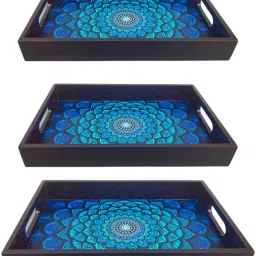 Wooden tray multicolor print|Serving Tray|Multipurpose Tray|AHS-TRAY481 Tray-9