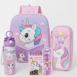 Unicorn Premium School Bag,Pencil Box,Water Bottle,Pencil set For Girls Backpack-image-60