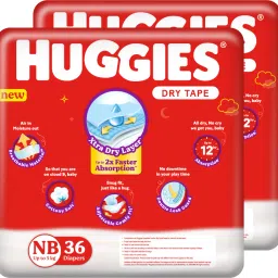 huggies Dry Tape - Up to 2x Faster Absorption - Up to 12 Hours Overnight Absorption | - New Born image 2