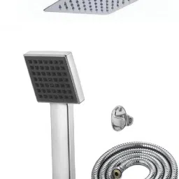 ANMEX 6X6 (6inch) Ultra Slim Rain Shower Head with 12inch Arm Plus TeleBlack Rain Spray Hand Shower with 1.5mtr SS Shower Tube and Wall Hook-image-86