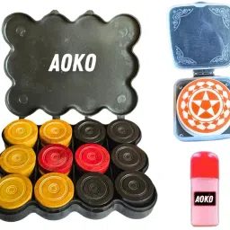 Carrom Board Coins Set of24 Includes Floral Printed Striker and Disco Powder Carrom Pawns-image-48