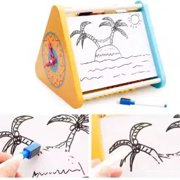 mara bommai 5-in-1 Wooden Activity Triangle Centre | Alphabet, Abacus, Smiley Clock, Etc image 4