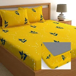 320 TC Cotton Queen Printed Fitted (Elastic) Bedsheet-12