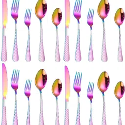 Rainbow Stainless Steel Spoon Set for Stylish & Playful Dining Set of 4 (20Pcs) Stainless Steel Cutlery Set-image-83
