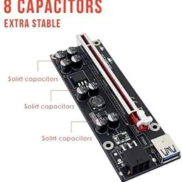 Xsentuals PCI-E VER009S-PLUS / 009S Plus / 8 Capacitor / 3 Power Supply / 1X to 16X Riser Card USB 3.0 PCIE Riser Graphics Extension Riser Adapter Card - GPU Riser - Mining Bitcoin Ethereum BTC ETH GDDR4 16 GB NVIDIA Chipset 64 bit 120 MHz Graphics Card image 3