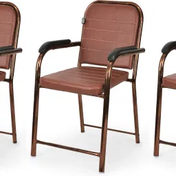 Comfortable Copper Polished Metal Frame Visitor Chair Leatherette Office Arm Chair-image-30