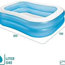 tiny tales Intex 57180 (IND*12) Rectangular Swimming Pool, White Blue With Free Pump Inflatable Swimming Pool image 2