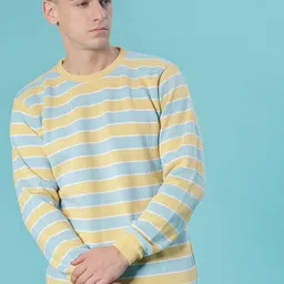 v-mart Men Striped Round Neck Yellow Sweater-picture-47